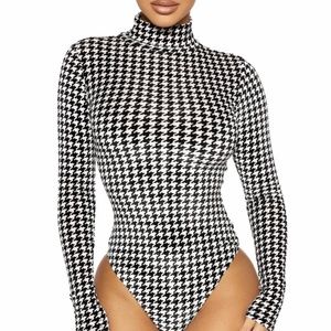 Naked wardrobe houndstooth bodysuit